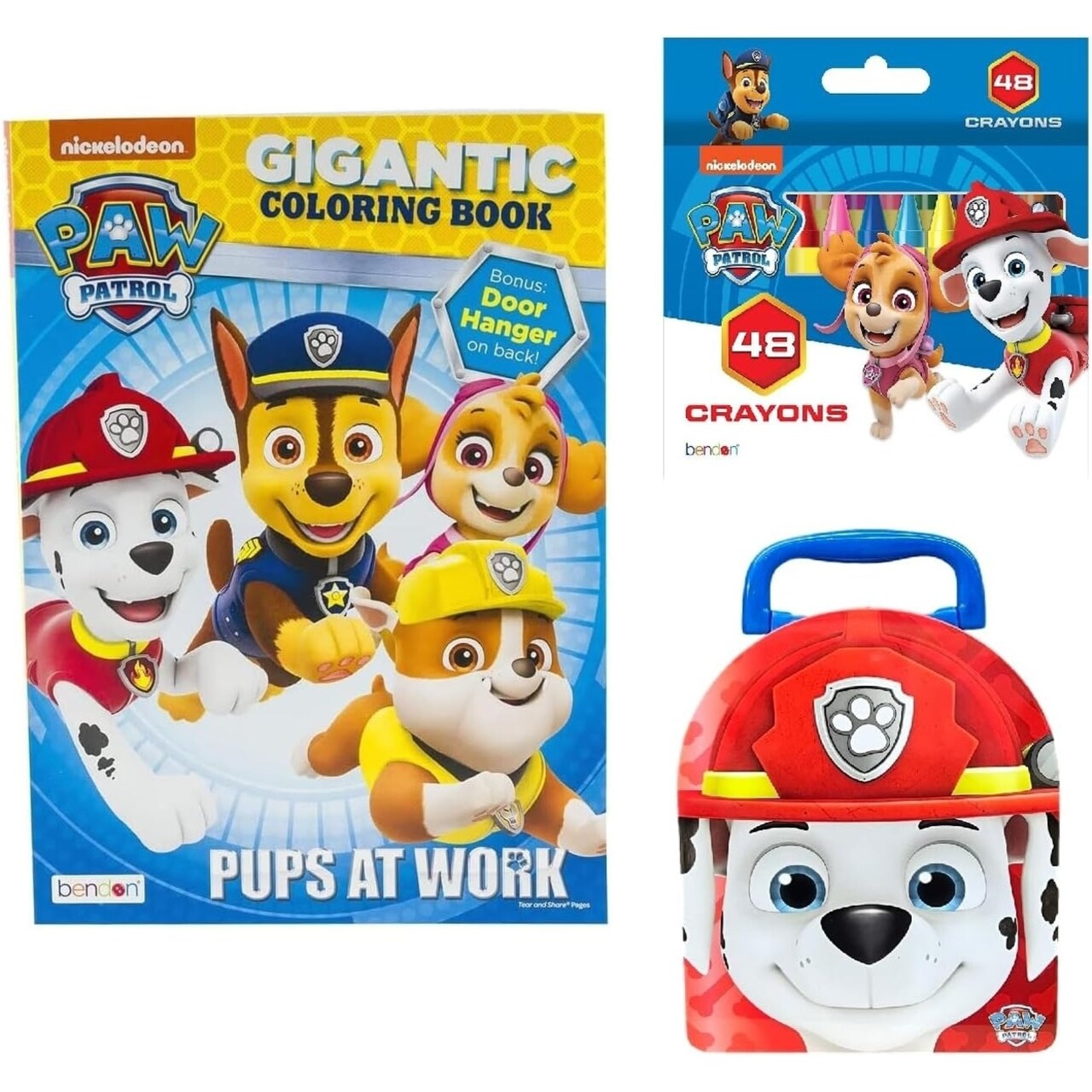 Paw Patrol Coloring Book Set Kids 192 Pages 48 Crayons Storage Tin Marshall